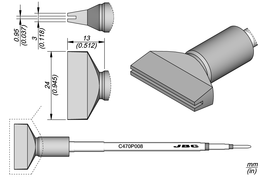 C470P008 - Heat Staking Cartridge 24 x 0.95